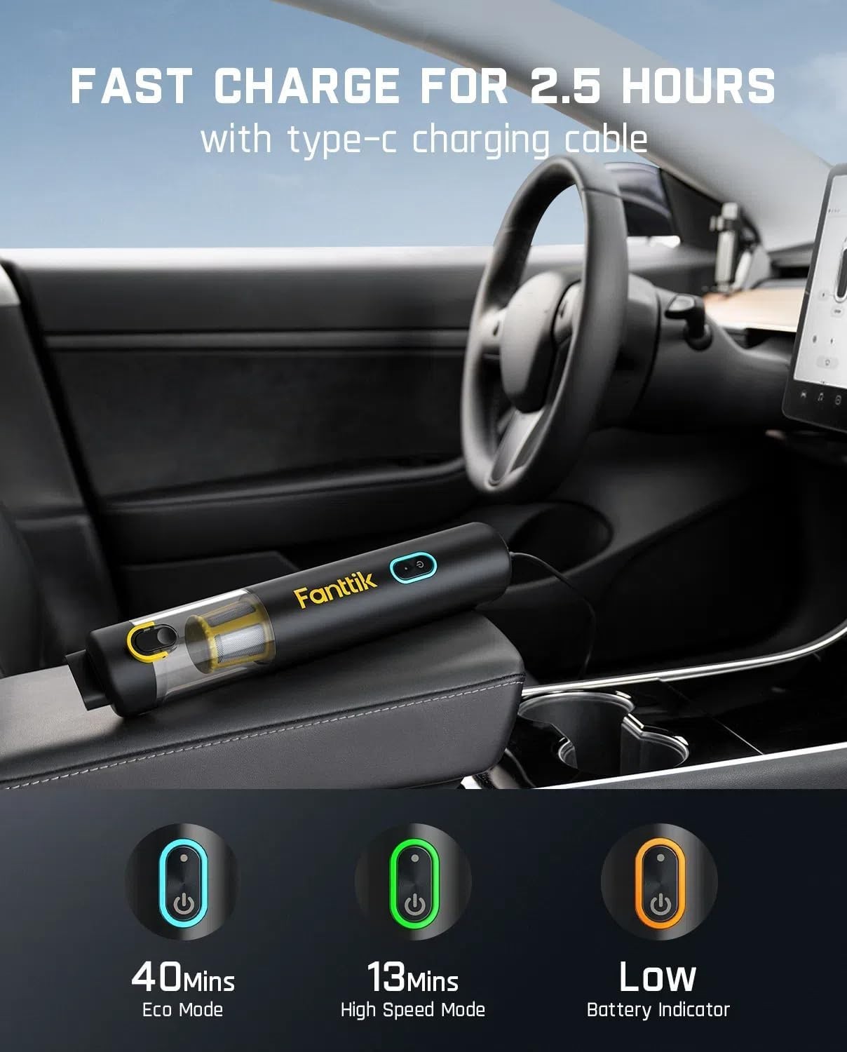 Ultra-Light Mini Vacuum with 10 Accessories - Perfect for Cars & Office Clean