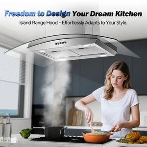 36 dans l'île Plafond Mount Range Hood Kitchen 900CFM Acier inoxydable 3-speed neuf