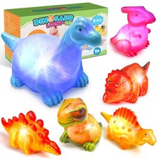 Baby Bath Toys for Toddlers 1-5, 6 Packs Light Up Floating Dinosaur Toys for ...