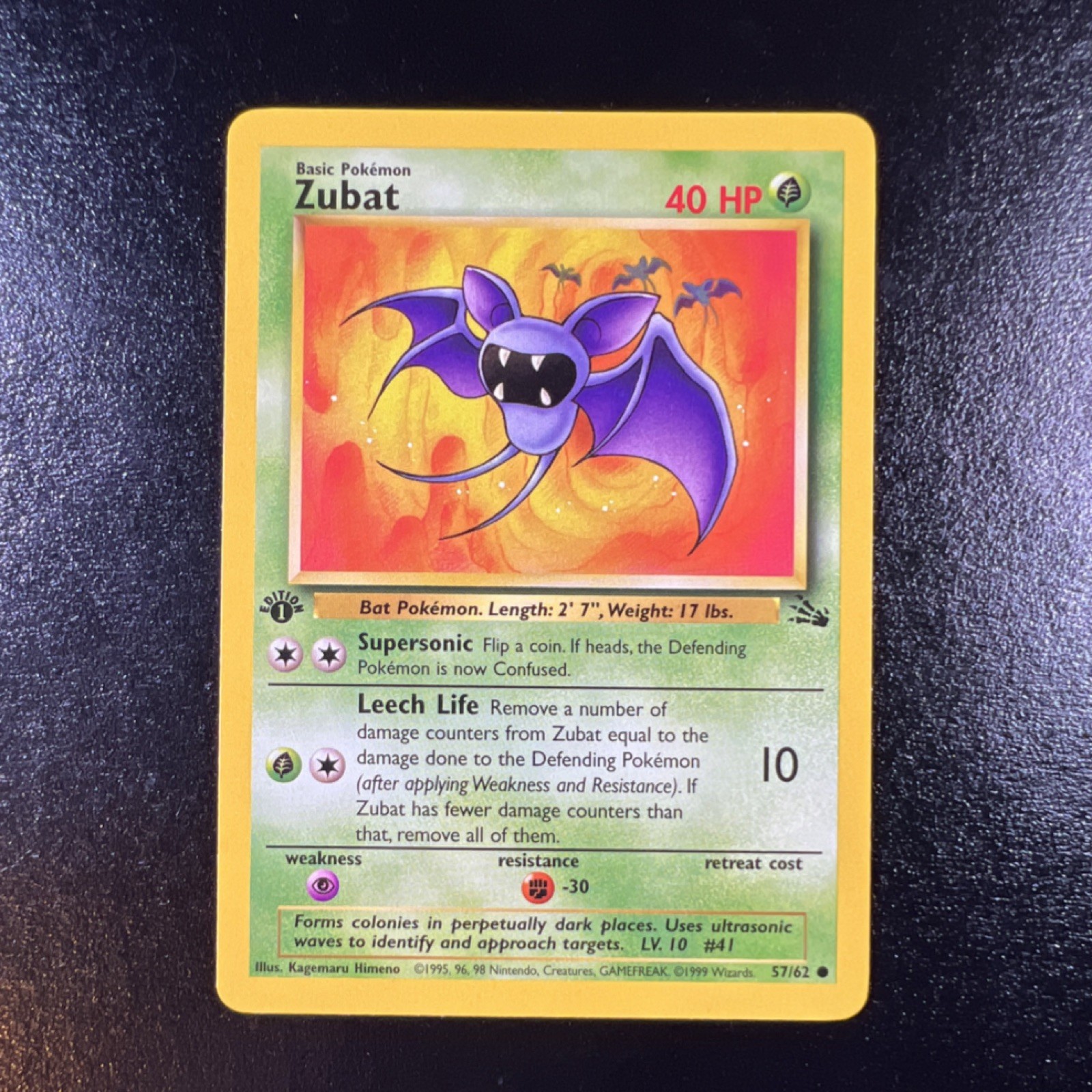 Pokémon Zubat 57/62 Fossil Common 1st Edition Regular NM WOTC English 1999