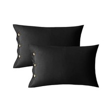 100 Washed Cotton King Pillowcases Set, 2 Pack Standard 20" 26" Pure Black