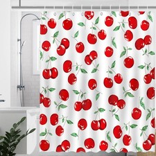 Cherry Shower Curtain Cute Fruit Bathroom Shower Curtain Red Cherry Waterproo...