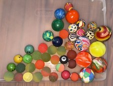 Vintage Bouncy Balls Super Balls Assorted Colors Sizes Swirls More - Lot of 45