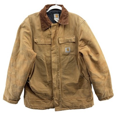 Carhartt Coat Mens 42 Brown Duck Canvas Quilted Insulated Workwear C03 BRN