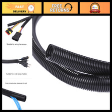 10ft 1" Split Wire Loom Tubing - Flexible Black Cable Management Sleeve