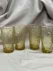 4 Vintage Anchor Hocking Lido Milano Amber Gold Tumbler Crinkle Glasses