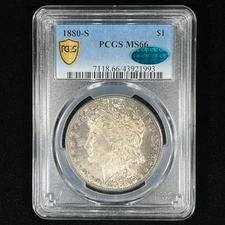 1880-S $1 MS66 CAC Toned Morgan Dollar - PCGS Gold Shield - Nice Original Coin