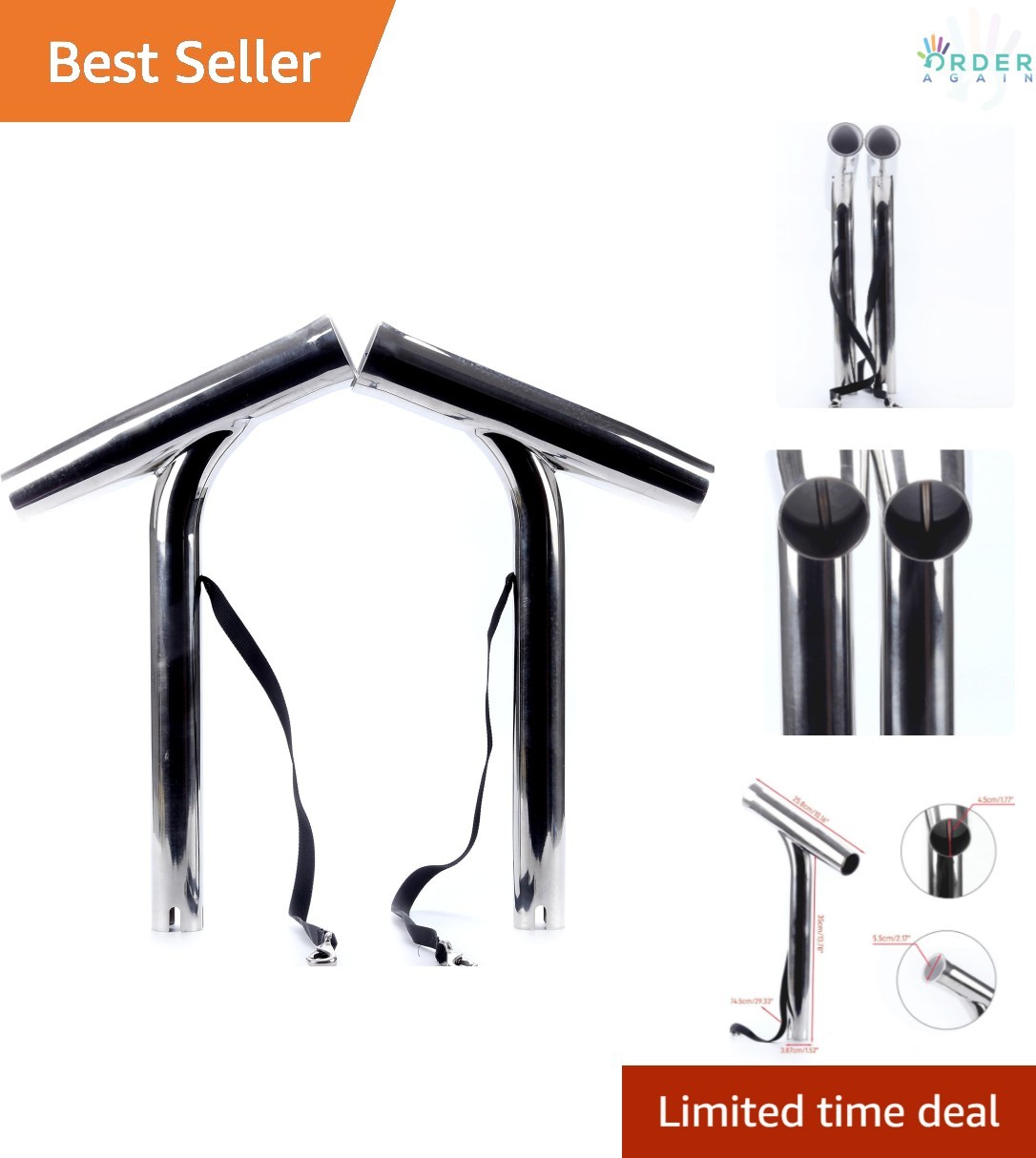 Boat Fishing Rod Holder Stainless Steel 15In Deck Mount Outrigger Style