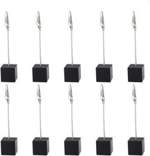 10pcs Table Number Holder Name Place Card Memo Clip Stand Black