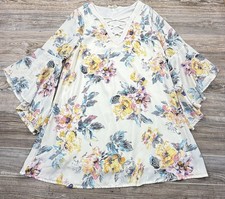 Entro Boho Floral Print Dress Bell Sleeves SMALL Romantic Feminine Cottagecore