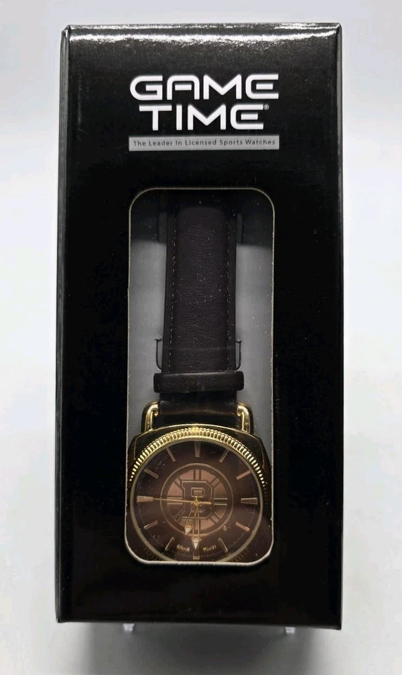 NHL Game Time BOSTON BRUINS Gold / Chocolate Watch Japan Movement New in Box NOS - Image 4 of 4