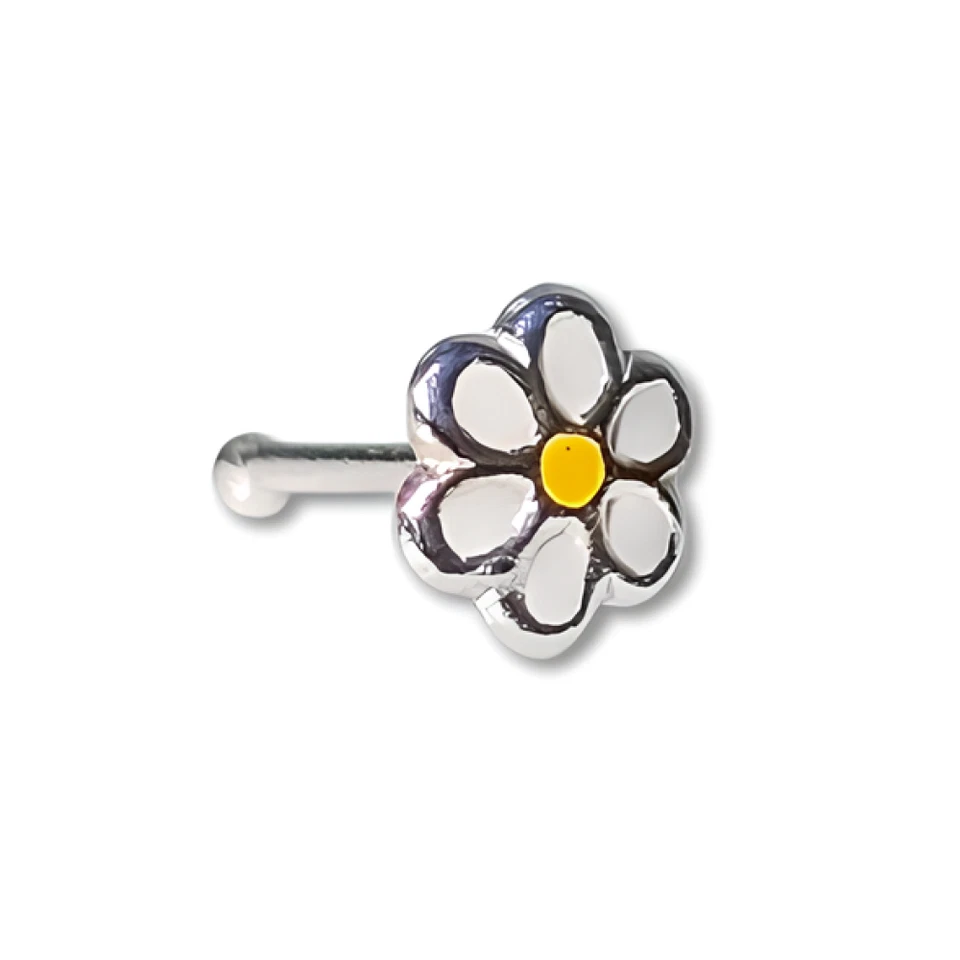 Margherita Naso Stud Flower Smaltato 22 g (0,6 mm) Argento Sterling 925 Spill... - Immagine 2 di 4