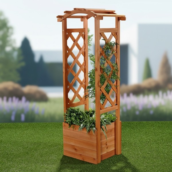 Spalier Pflanzkasten Rankhilfe Mit Rosenbogen Pergola RosensäUle Holz Garten-image
