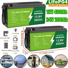 NEW 2Pack 12V 200Ah LiFePO4 Lithium Battery Deep Cycle Built-in BMS For Solar RV