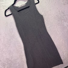 Athleta Women Dress Gray Small Ribbed Knit Sleeveless Asymmetrical Tank Bodycon