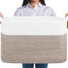 Large Woven Rope Storage Basket, Blanket Basket For Clothes Bedding Storage UK