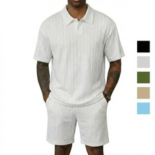Mens Summer Track Suits 2 Piece Shorts Sets Short Sleeve Sweatsuit Outfits