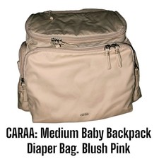 Caraa Medium Blush Pink Cotton Organizer Travel Logo Diaper Bag Backpack 330