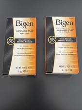 2 Pack Bigen Permanent Powder Dye Hair Color 58 Black Brown-Moreno Natural.21oz