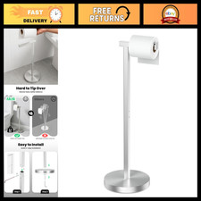 Heavy Duty Free Standing Toilet Paper Holder Stand - Extra-Weighted Base, Stainl