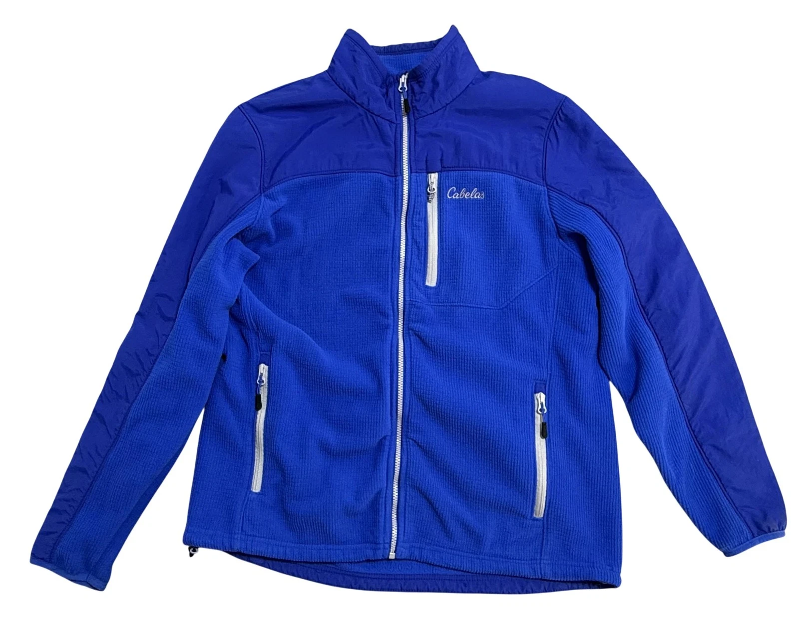 Cabela's Jacket Mens XL Blue Fleece Full Zip Stand Collar Outdoor Hiking