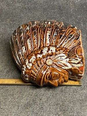Antique Ceramic Indian Head Coin Bank In Full Headdress | eBay