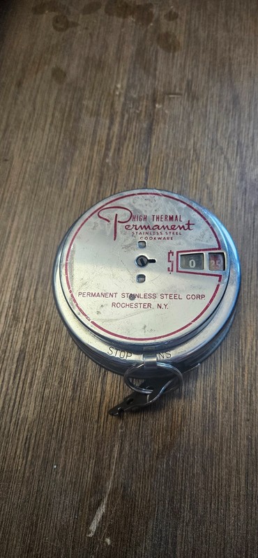 Vintage Permanent Steel Promotional Coin Bank
