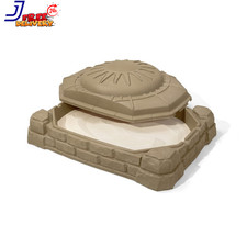 Naturally Playful Sandstone Beige Plastic Sandbox Toy with Cover for Kids