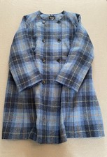 KESTA LONDON HARRIS TWEED MANTEL JACKE GR. 18 100% WOLLE BLAU HANDGEWEBT SCHOTTLAND