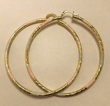 18K Gold Filled X-Large Oro Laminado 60mm Round Skinny Hoop Click Top Earrings