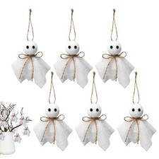 6x Cute Ghost Hanging Ornaments Fabric Ghost Pendant Halloween Party Tree Decor