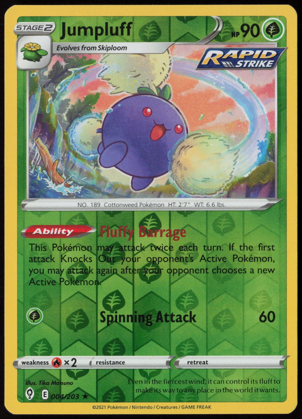 Jumpluff #4/203 (Reverse Holo) (LP) SWSH07: Evolving Skies SWSH07 Pokemon
