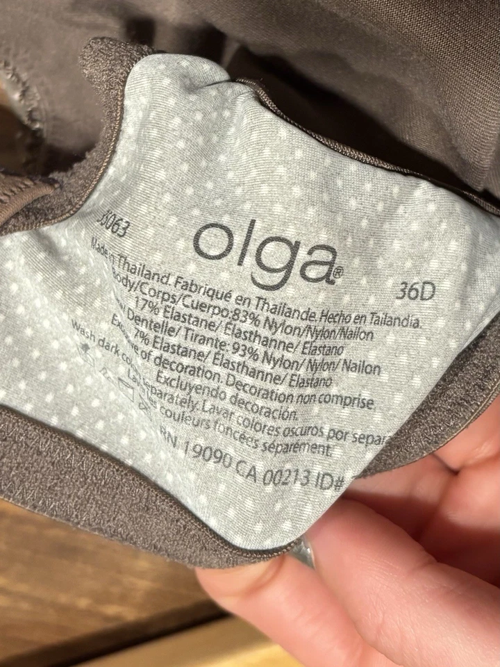 Sujetador con aros con detalle de encaje a lunares marrón y blanco - 36D Foto 4 de 4