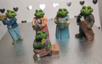 Vtg 1991 J.C. Country Girl Lot of 5 Anthropomorphic Frog Resin Figurine 5 Frogs