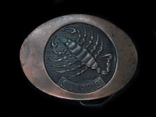 TB07122 VINTAGE 1976  SCORPIO  ASTROLOGY  ZODIAC BRASSTONE BELT BUCKLE