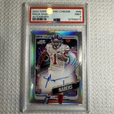2024 Topps Cosmic Chrome Malik Nabers Auto /75   (RC) PSA 9