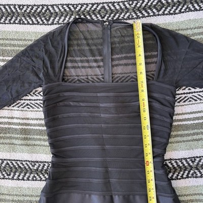 Tadashi Petite Black A Line Tiered Maxi Dress Women's Size 8 Long Sleeve  Sheer | eBay
