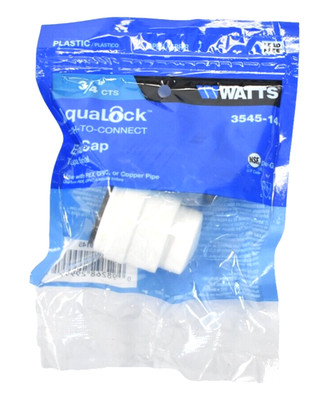 Watts Aqua Lock Push To Connect End Cap Quick Connect Fitting 250 PSI 3545-14