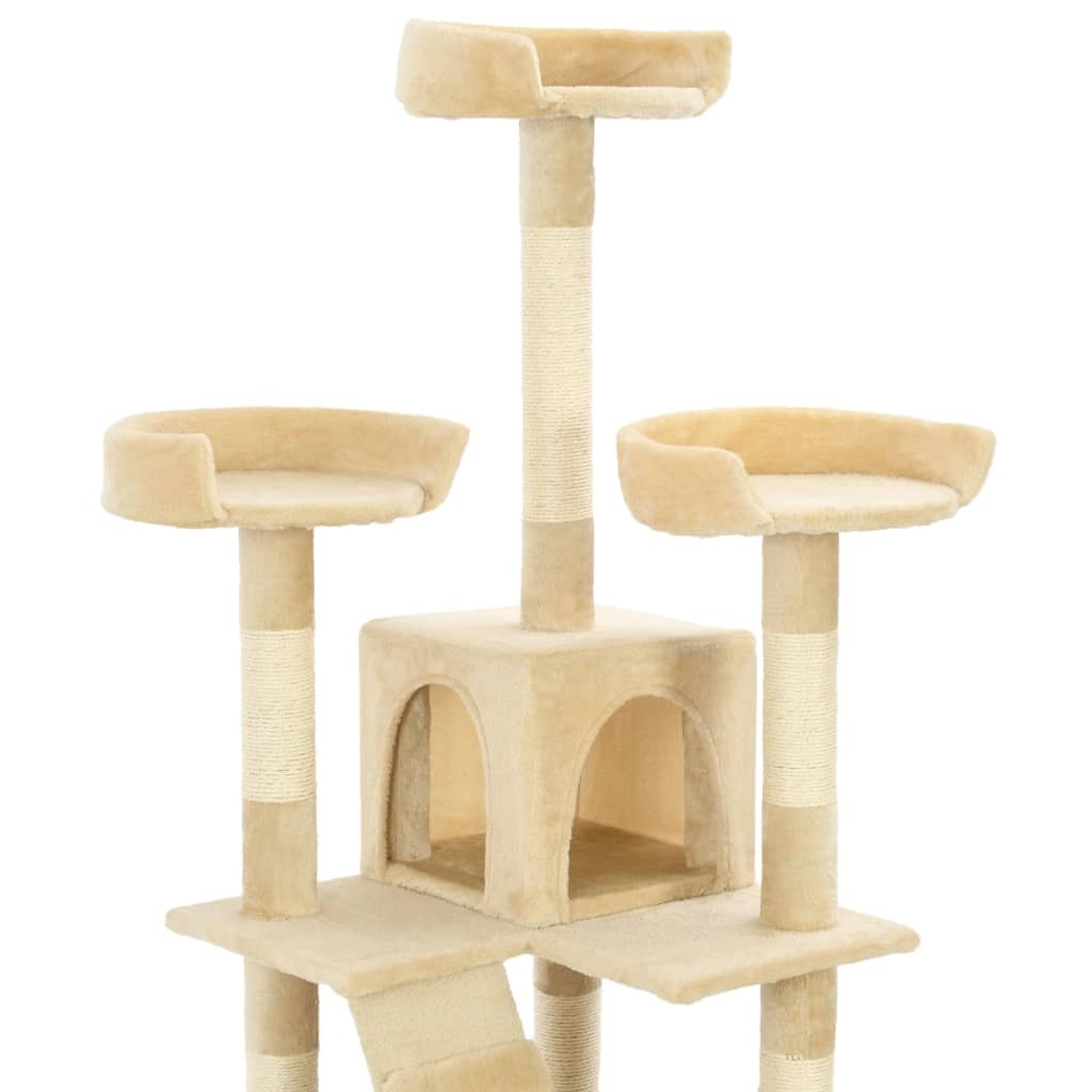 vidaXL Albero per Gatti con Tiragraffi in Sisal 170 cm Beige - 3