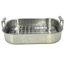 All-Clad Heavy Gauge Stainless Steel 11 x 14 Roasting Pan with Rack-Excellent