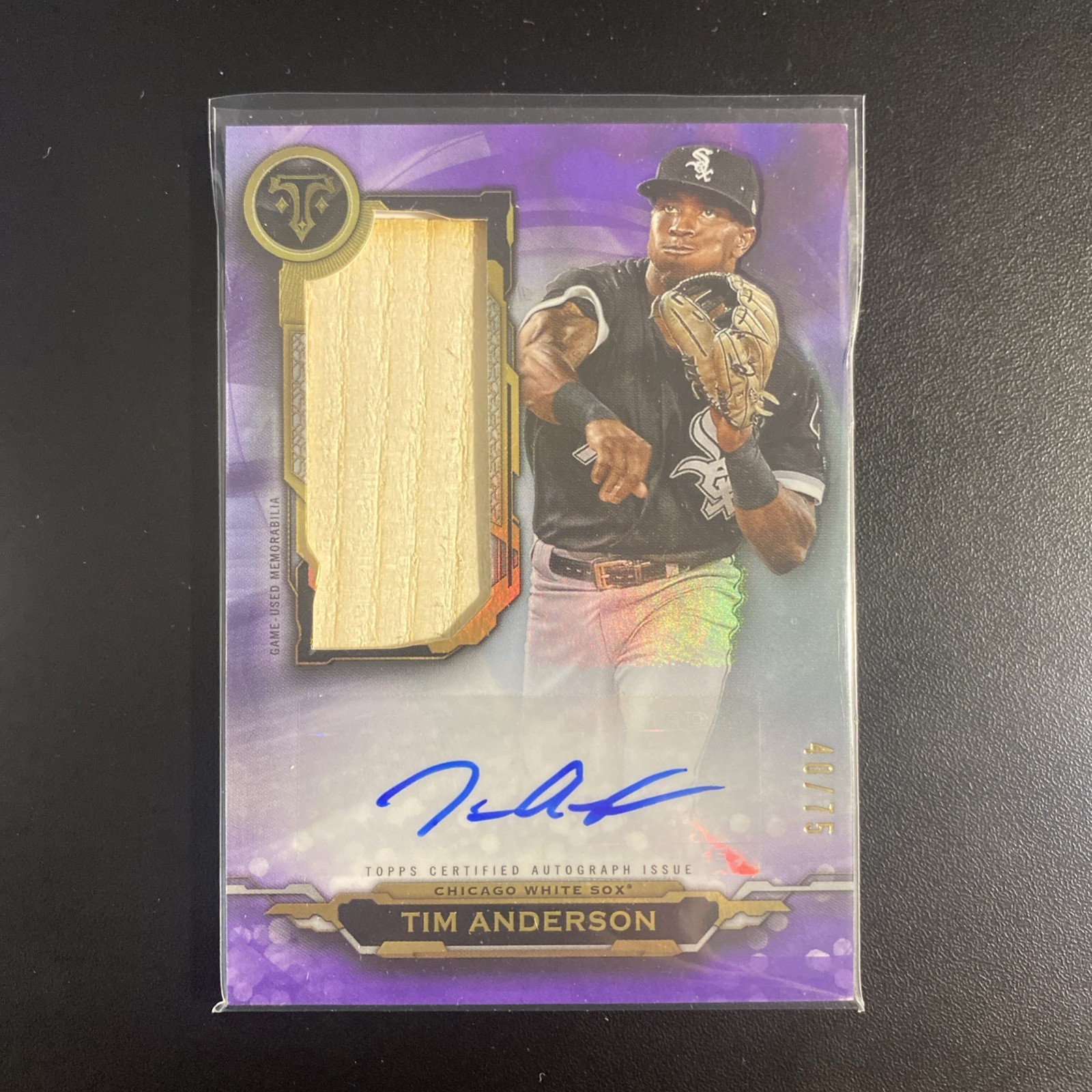 2019 TOPPS TRIPLE THREADS #AUJR-TA TIM ANDERSON AUTOGRAPH BAT #/75 WHITE SOX
