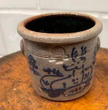 Rowe Pottery Miniature Crock With Deer Design. #634