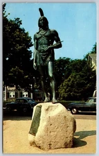 Native Americana~Plymouth Massachusetts~Statue Of Massasoit~Vintage Postcard