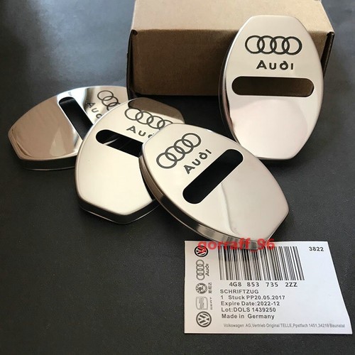 4x Silver Audi oooo Car Door Lock Cover Alloy Buckle Badges Decals