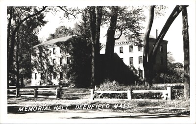 MEMORIAL HALL deerfield ma real photo postcard rppc massachusetts history