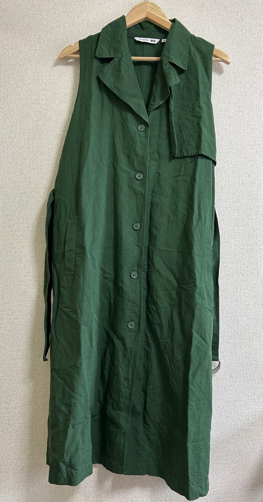 Uniqlo x JW Anderson Green Rayon Linen Sleeveless Trench Coat Dress Sz M