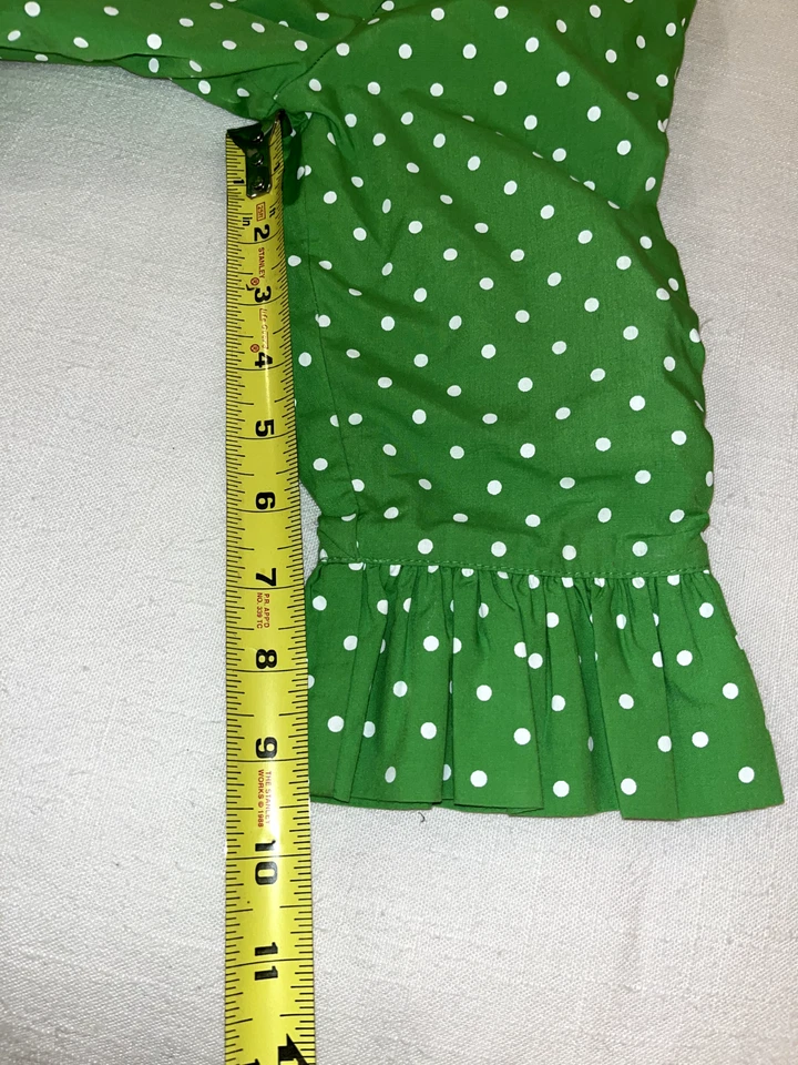 KELLY'S KIDS BABY GIRLS REVERSIBLE RUFFLE PANTS GREEN POLKA DOTS PINK Sz 12 mos - Image 3 of 4
