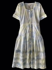 Love Shack Fancy Blue Green Edie Prairie Lace Insert  Long Dress M Reg $325