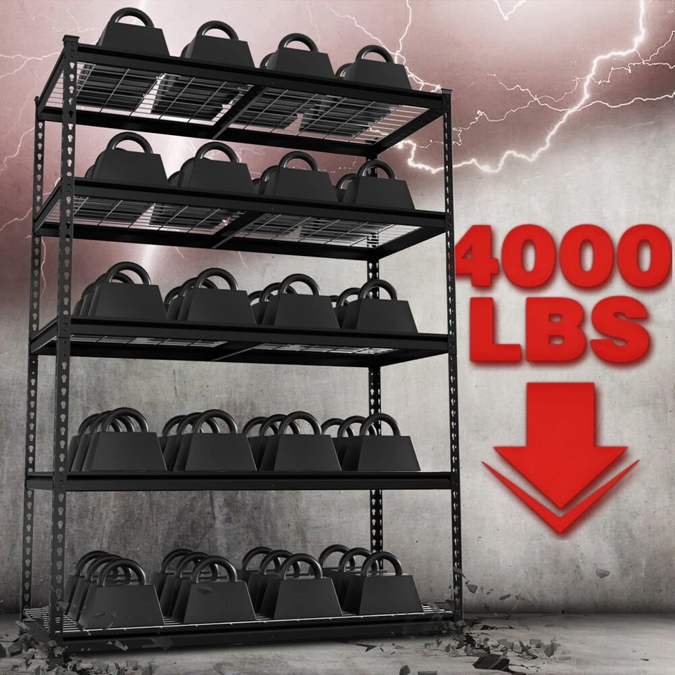 4000LBS Heavy Duty Shelving, 48”W x 24”D x 72”H, 5-Tier Adjustable Metal - Image 4 of 4