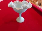 Blue Fenton Ruffled Compote Or Vase 6-1/4"